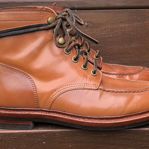 View photo of Grant Stone Ottawa Boot in Horween Honey Glazed Shell Cordovan