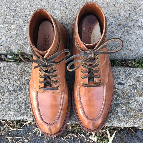 View photo of Grant Stone Ottawa Boot in Horween Honey Glazed Shell Cordovan