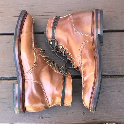 View photo of Grant Stone Ottawa Boot in Horween Honey Glazed Shell Cordovan