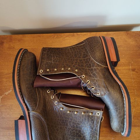 Nicks MTO in Law Tanning Olive Smooth Shruken Bison