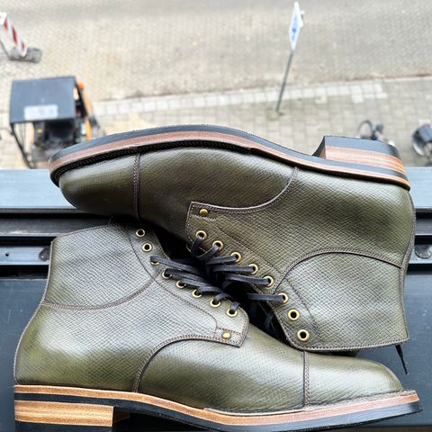 Iron Boots Type 1 in Horween Green Pioneer Hatchgrain