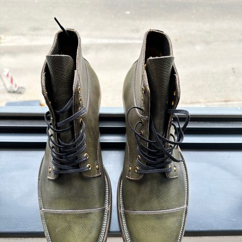 Iron Boots Type 1 in Horween Green Pioneer Hatchgrain