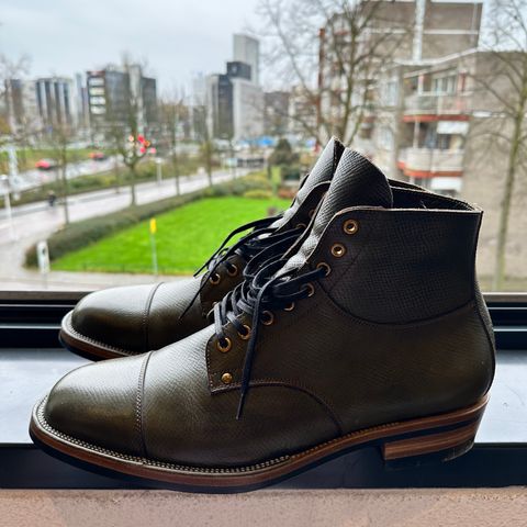 Iron Boots Type 1 in Horween Green Pioneer Hatchgrain