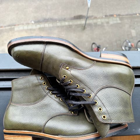 Iron Boots Type 1 in Horween Green Pioneer Hatchgrain