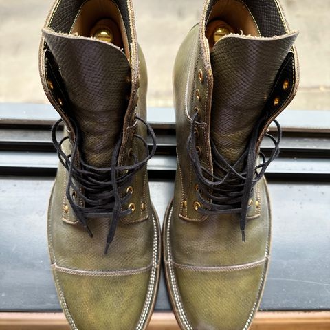 Iron Boots Type 1 in Horween Green Pioneer Hatchgrain