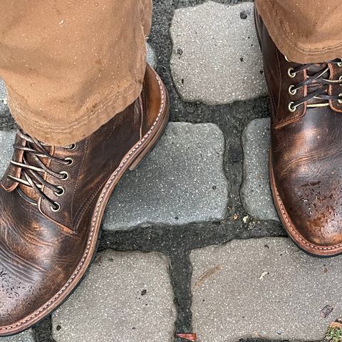 Oak Street Bootmakers Trench Boot in Tempesti Brown Overdye Camello Asportabile