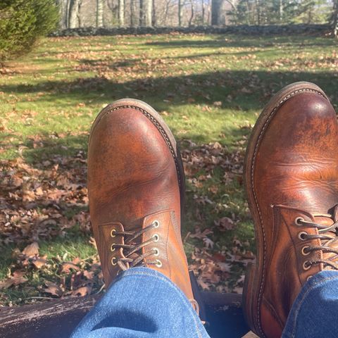 Oak Street Bootmakers Trench Boot in Tempesti Brown Overdye Camello Asportabile
