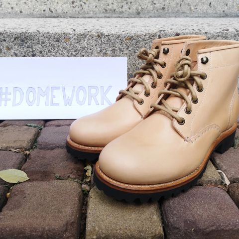 Butts and Shoulders The Worker Boots in Natural Leather