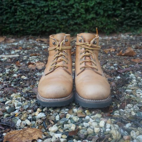 View photo of Butts and Shoulders The Worker Boots in Natural Leather