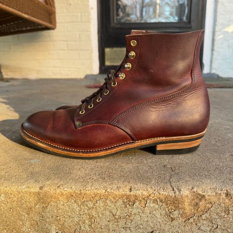 View photo of NF Bootmaker Fritz Boot in Tempesti Baku & Horween Tumbled Black Chromexcel