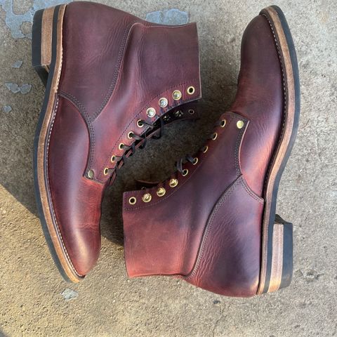 View photo of NF Bootmaker Fritz Boot in Tempesti Baku & Horween Tumbled Black Chromexcel