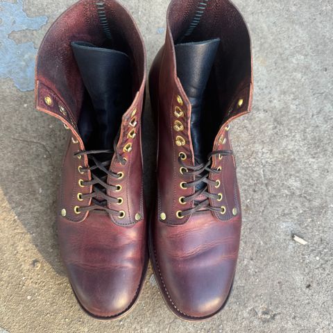 View photo of NF Bootmaker Fritz Boot in Tempesti Baku & Horween Tumbled Black Chromexcel