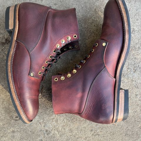 View photo of NF Bootmaker Fritz Boot in Tempesti Baku & Horween Tumbled Black Chromexcel