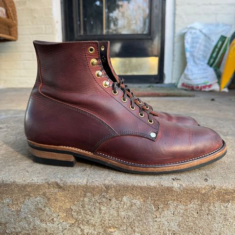 View photo of NF Bootmaker Fritz Boot in Tempesti Baku & Horween Tumbled Black Chromexcel