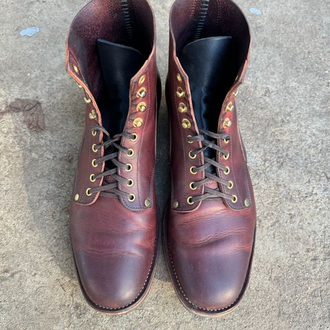 View photo of NF Bootmaker Fritz Boot in Tempesti Baku & Horween Tumbled Black Chromexcel