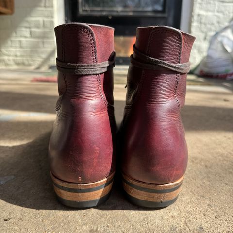 View photo of NF Bootmaker Fritz Boot in Tempesti Baku & Horween Tumbled Black Chromexcel