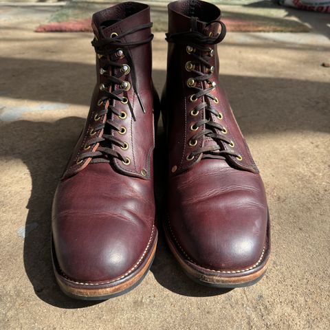 View photo of NF Bootmaker Fritz Boot in Tempesti Baku & Horween Tumbled Black Chromexcel