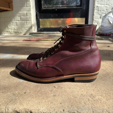 View photo of NF Bootmaker Fritz Boot in Tempesti Baku & Horween Tumbled Black Chromexcel