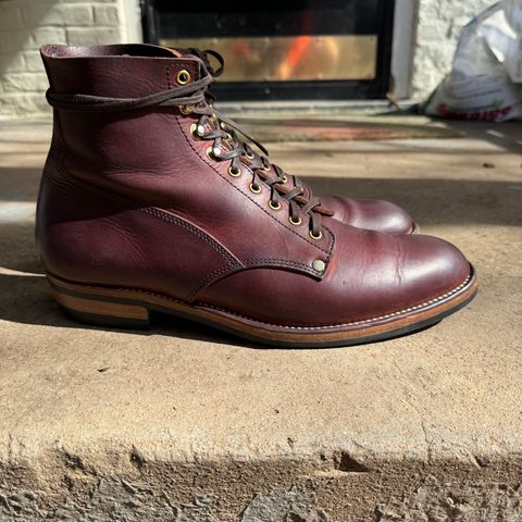 View photo of NF Bootmaker Fritz Boot in Tempesti Baku & Horween Tumbled Black Chromexcel