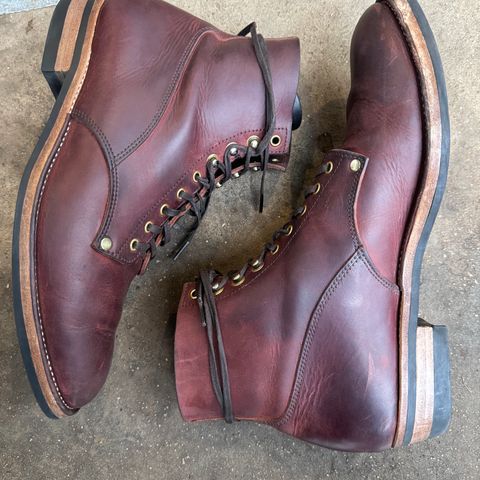 View photo of NF Bootmaker Fritz Boot in Tempesti Baku & Horween Tumbled Black Chromexcel