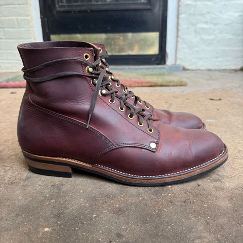 View photo of NF Bootmaker Fritz Boot in Tempesti Baku & Horween Tumbled Black Chromexcel