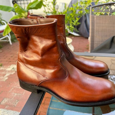 View photo of Alden 470 Plain Toe Boot in Brown Calfskin