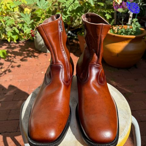 View photo of Alden 470 Plain Toe Boot in Brown Calfskin