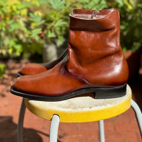 View photo of Alden 470 Plain Toe Boot in Brown Calfskin