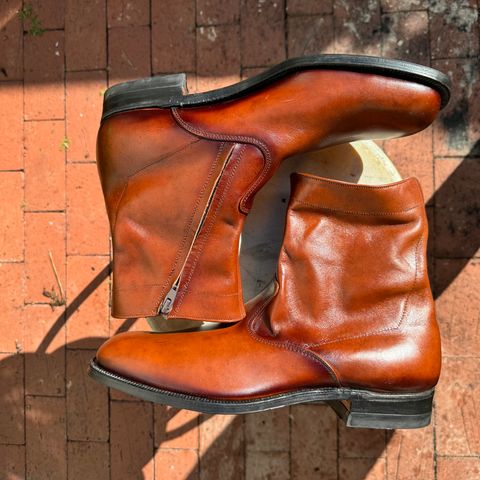 View photo of Alden 470 Plain Toe Boot in Brown Calfskin