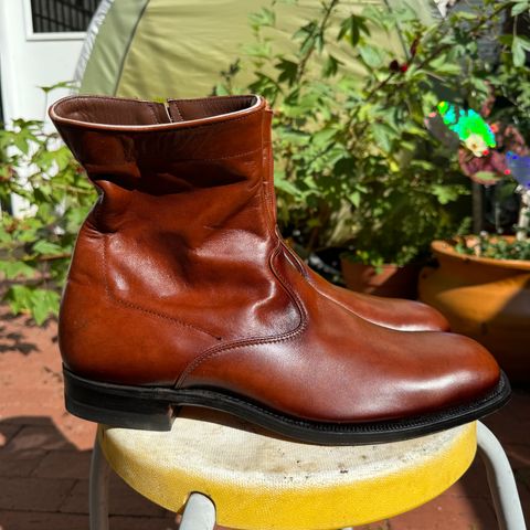 View photo of Alden 470 Plain Toe Boot in Brown Calfskin