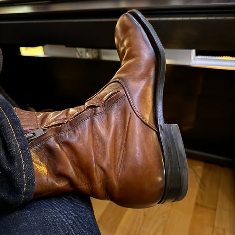 View photo of Alden 470 Plain Toe Boot in Brown Calfskin