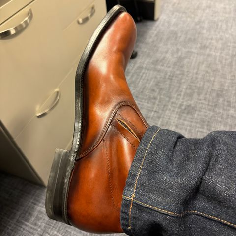 View photo of Alden 470 Plain Toe Boot in Brown Calfskin