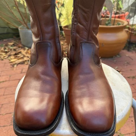 View photo of Alden 470 Plain Toe Boot in Brown Calfskin