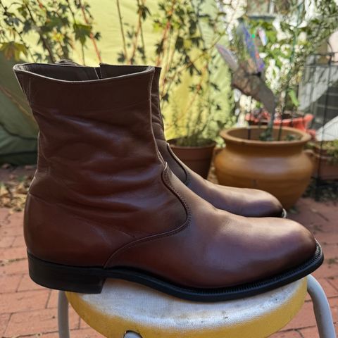 View photo of Alden 470 Plain Toe Boot in Brown Calfskin