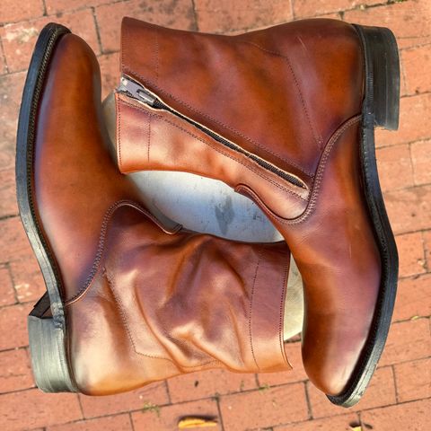 View photo of Alden 470 Plain Toe Boot in Brown Calfskin