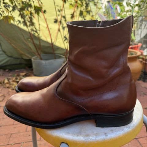 View photo of Alden 470 Plain Toe Boot in Brown Calfskin