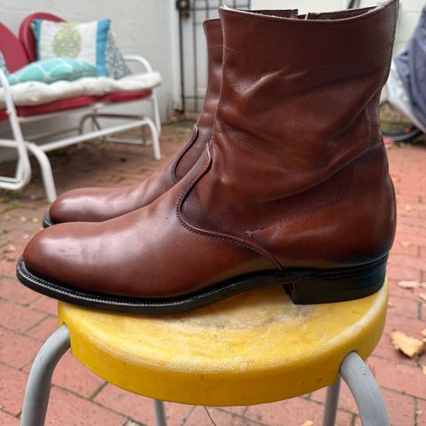 View photo of Alden 470 Plain Toe Boot in Brown Calfskin