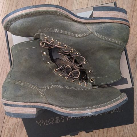 View photo of White's 350 Cutter in C.F. Stead Leaf Green Waxy Commander Suede