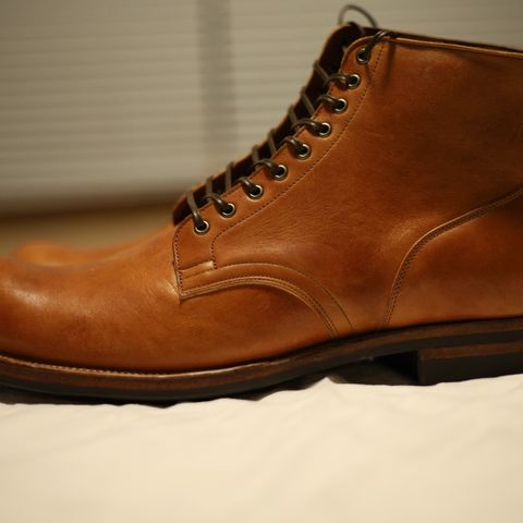 View photo of Viberg Service Boot in Shinki Beige Pony Latigo Horsehide