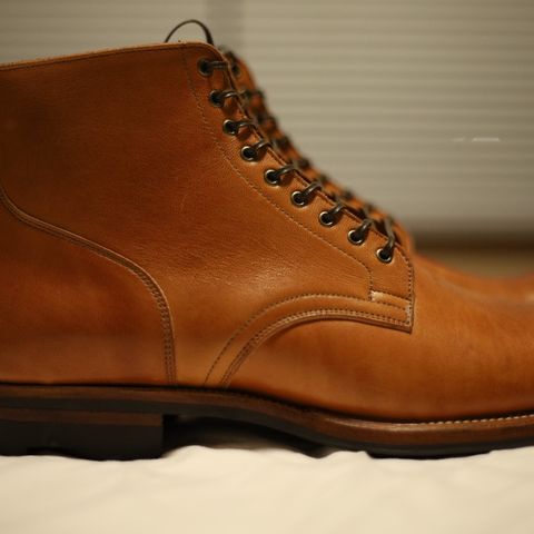 View photo of Viberg Service Boot in Shinki Beige Pony Latigo Horsehide