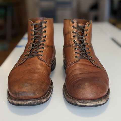 View photo of Viberg Service Boot in Shinki Beige Pony Latigo Horsehide