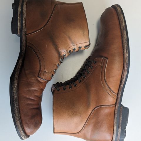 View photo of Viberg Service Boot in Shinki Beige Pony Latigo Horsehide