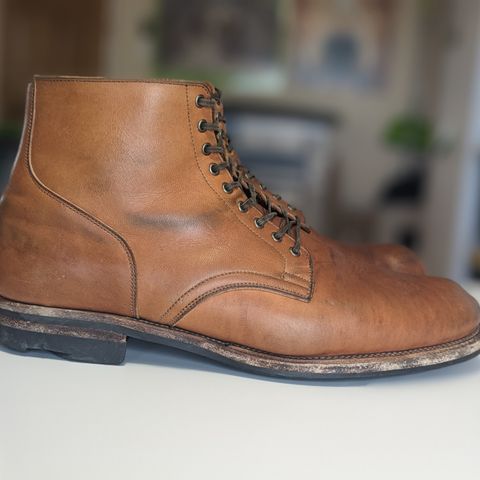 View photo of Viberg Service Boot in Shinki Beige Pony Latigo Horsehide