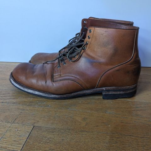 View photo of Viberg Service Boot in Shinki Beige Pony Latigo Horsehide