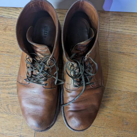 View photo of Viberg Service Boot in Shinki Beige Pony Latigo Horsehide