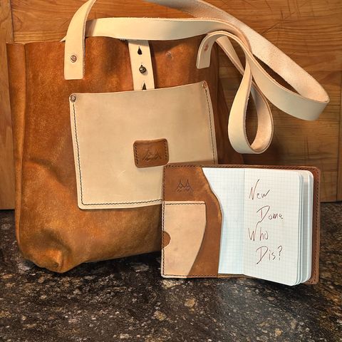 Swampoodle Homemade Goods Tote Bag and Field Notes Cover Combo in Supernatural Natural Veg Tan & Badalassi Carlo Cognac Pueblo