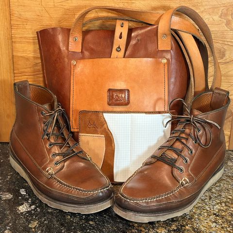 Swampoodle Homemade Goods Tote Bag and Field Notes Cover Combo in Supernatural Natural Veg Tan & Badalassi Carlo Cognac Pueblo