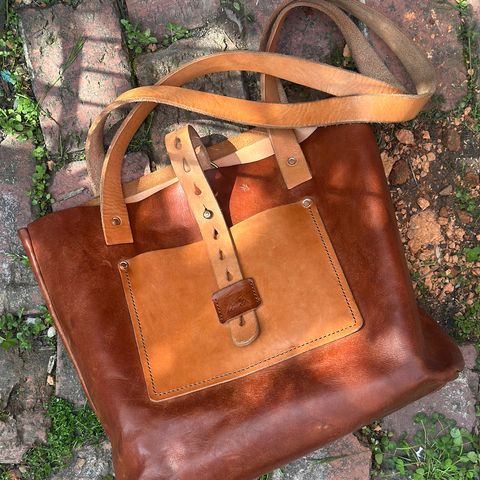 Swampoodle Homemade Goods Tote Bag and Field Notes Cover Combo in Supernatural Natural Veg Tan & Badalassi Carlo Cognac Pueblo