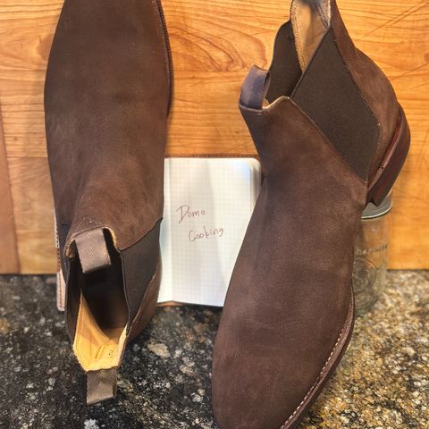 Meermin Chelsea Boot in C.F. Stead Brown Repello Calf Suede