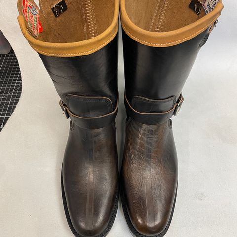 View photo of Role Club Anniversary Engineer Boots in Shinki Hand-Finished Black Horsehide